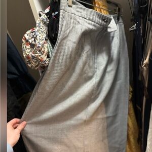 Elegant Gray Checkered Maxi Skirt